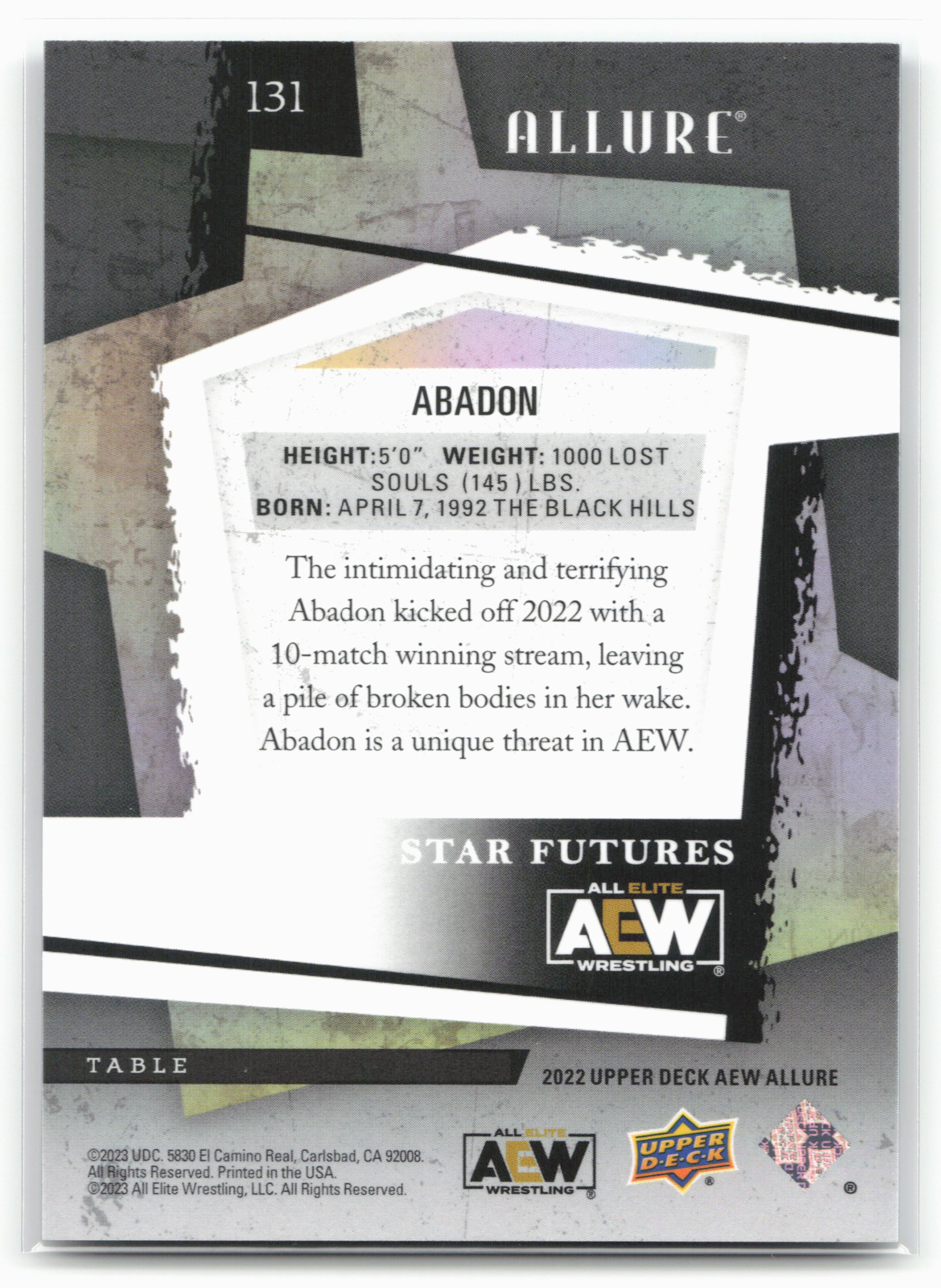 2022 Upper Deck Allure AEW #131 Abadon Table