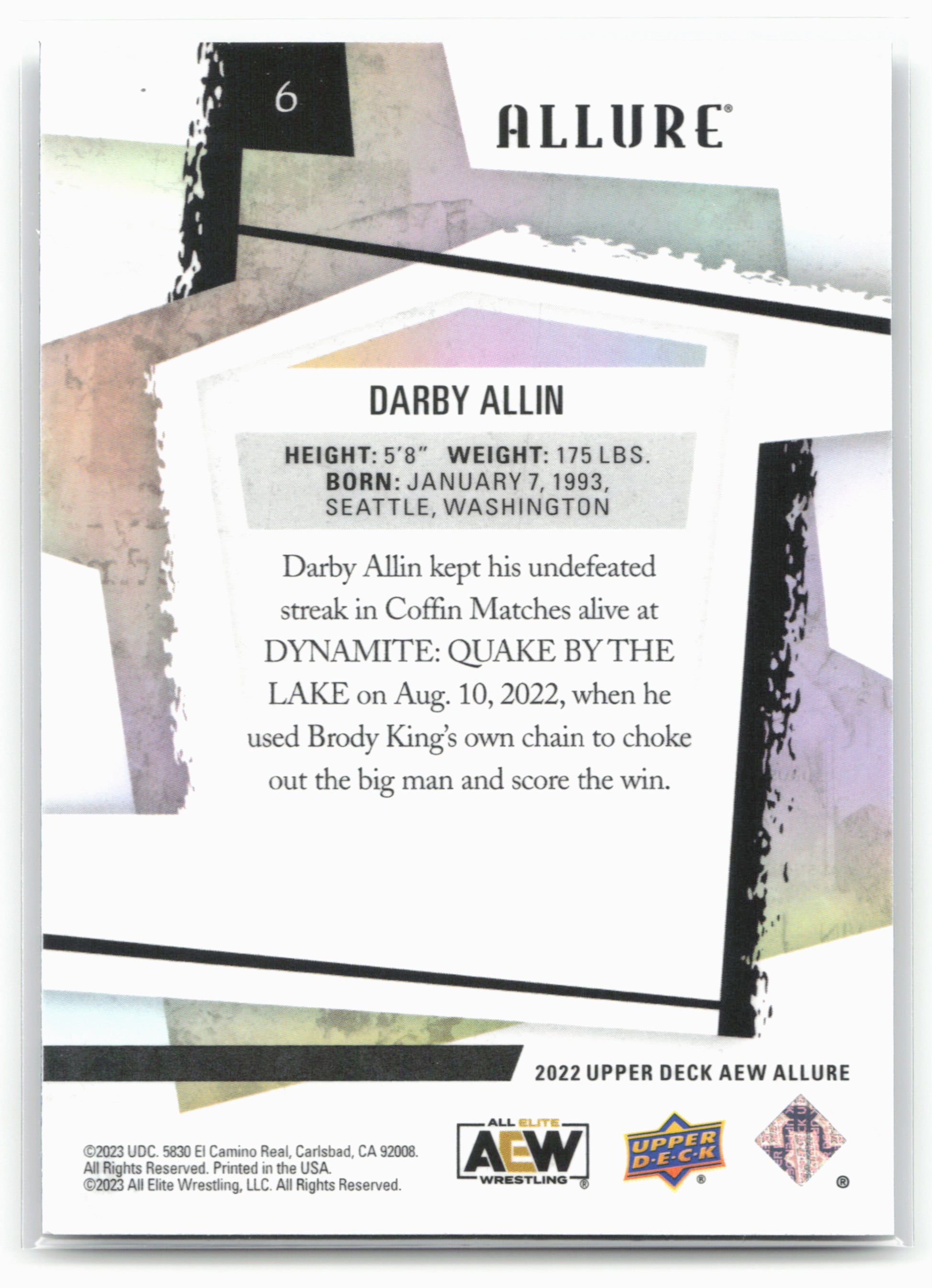 2022 Upper Deck Allure AEW #6 Darby Allin