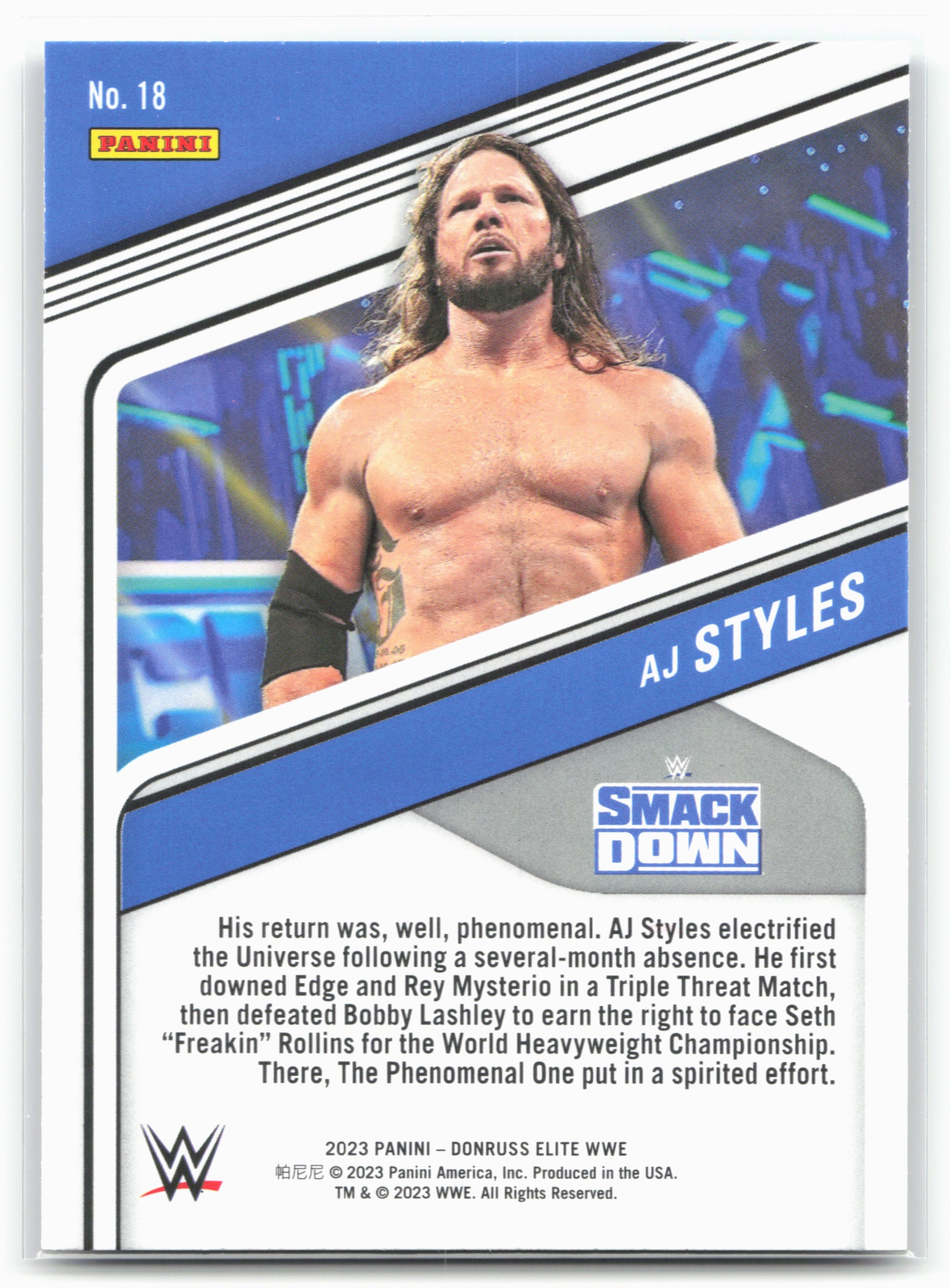 2023 Donruss Elite WWE #18 AJ Styles 16251