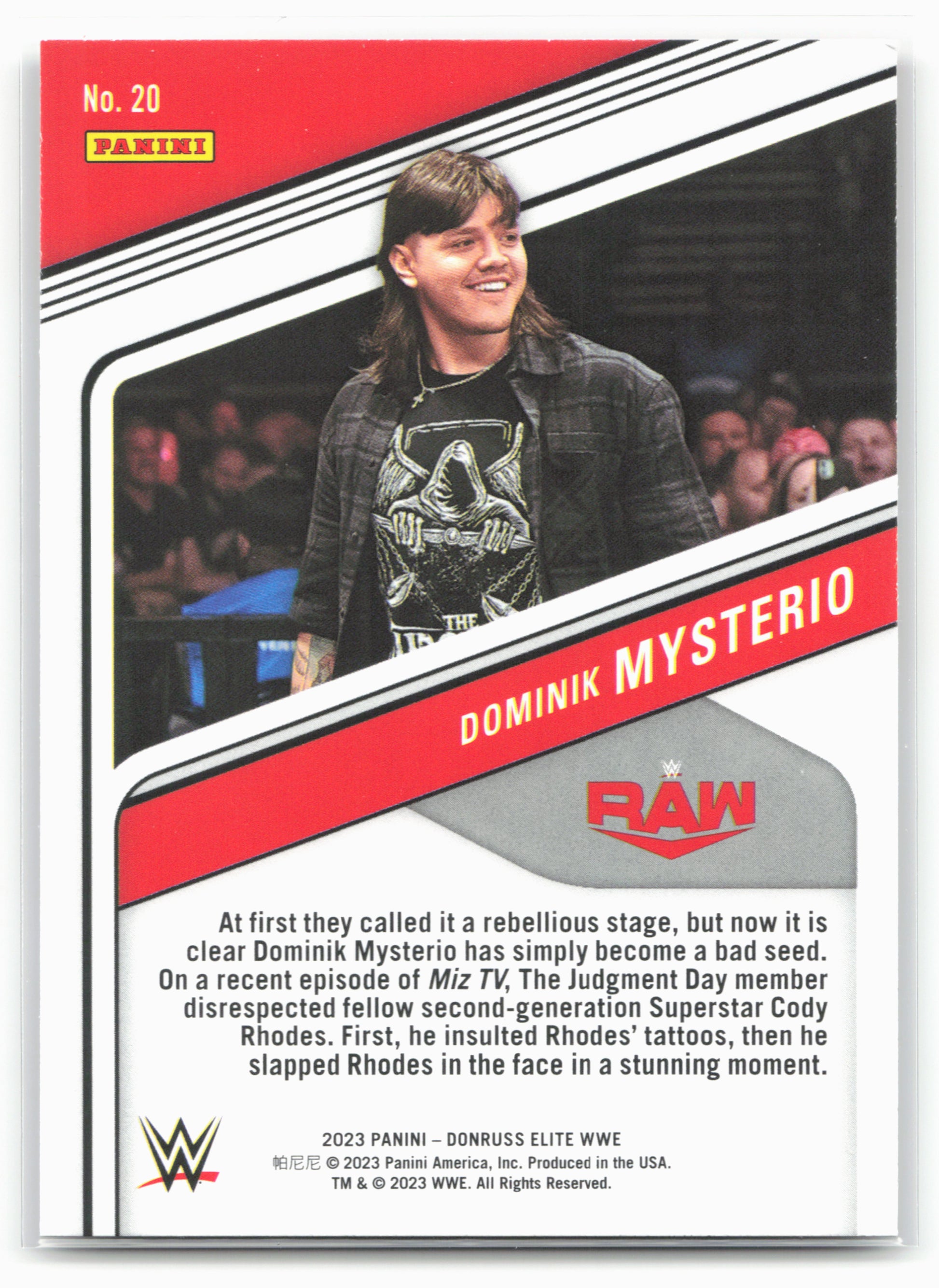2023 Donruss Elite WWE #20 "Dirty" Dominik Mysterio 16263