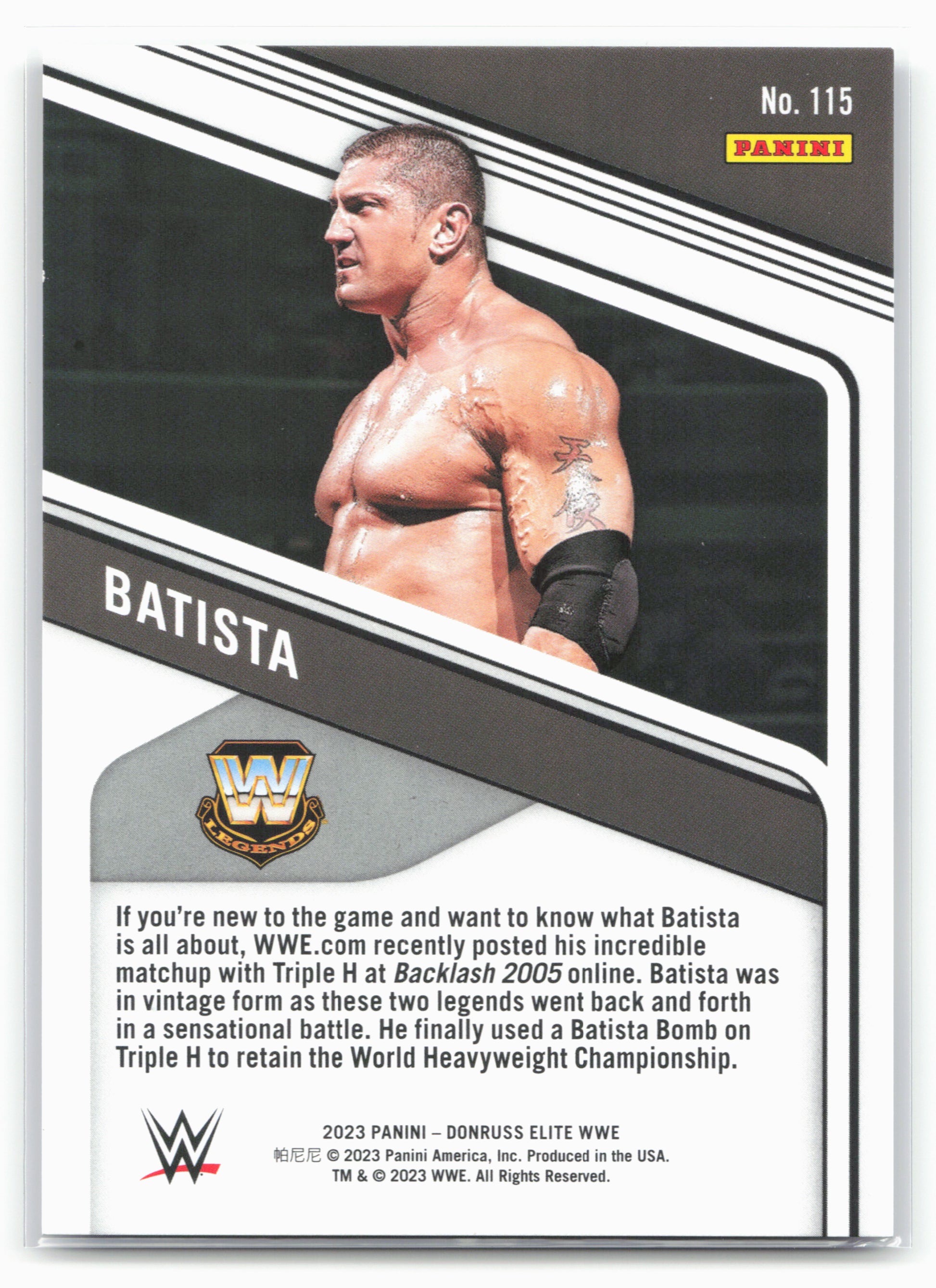 2023 Donruss Elite WWE #115 Batista Status Explosion
