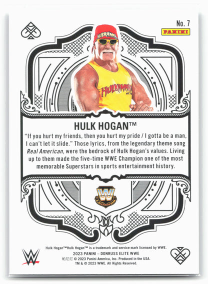 2023 Donruss Elite WWE #7 Hulk Hogan Elite Deck Green