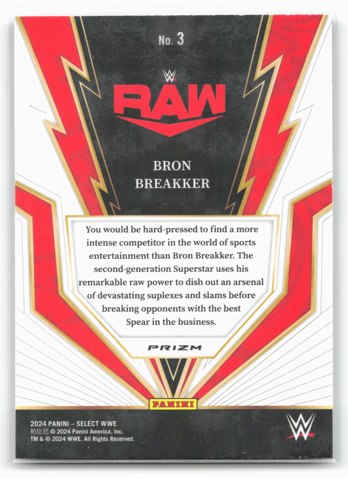 2024 Panini Select WWE #3 Bron Breakker Turbo Charged 16308