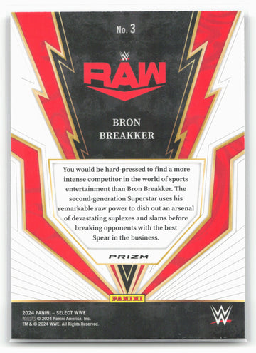 2024 Panini Select WWE #3 Bron Breakker Turbo Charged 16308