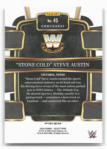 2024 Panini Select WWE #45 "Stone Cold" Steve Austin Silver Prizms 16312