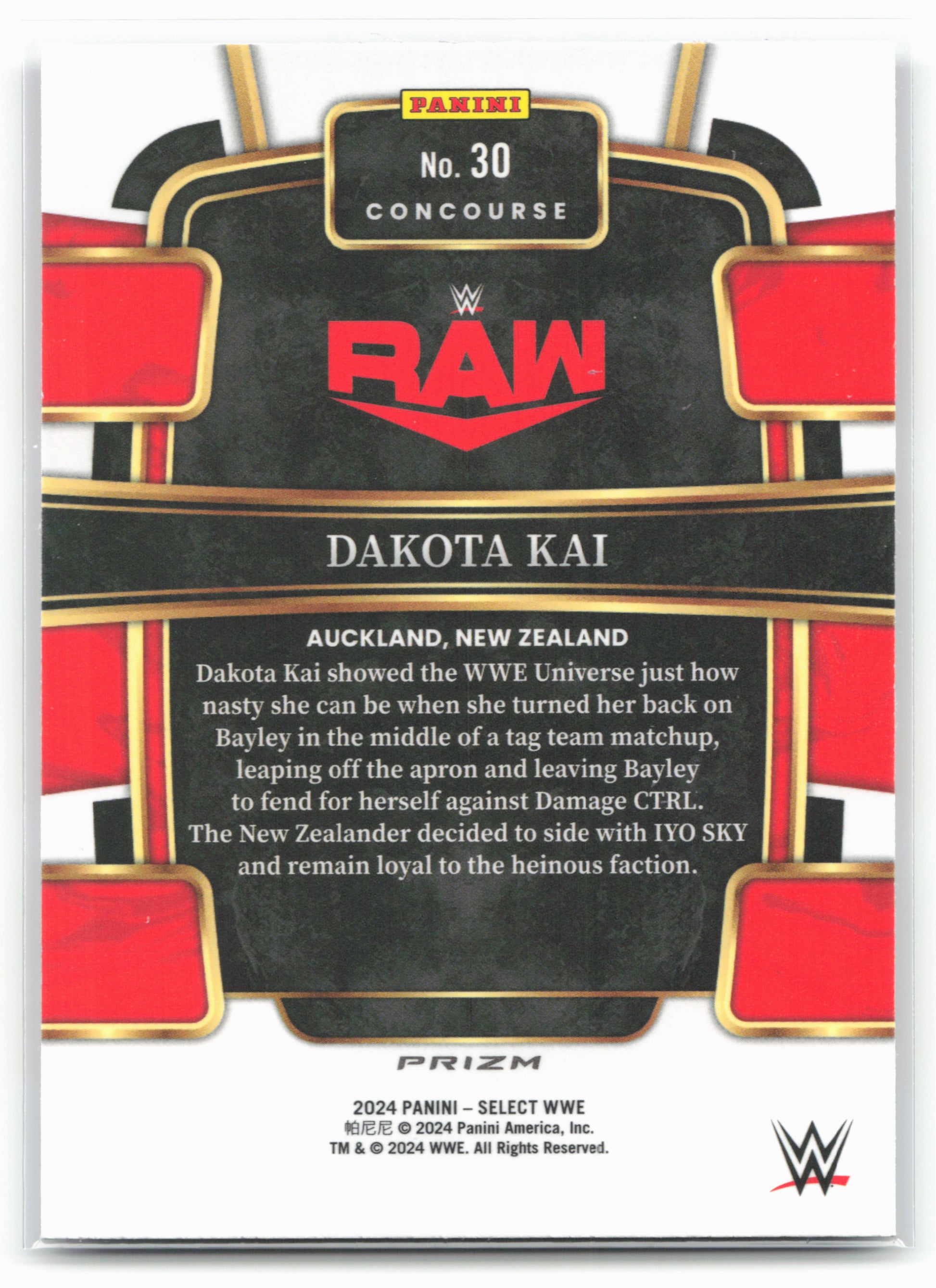 2024 Panini Select WWE #30 Dakota Kai Tri-Color Prizms 16316