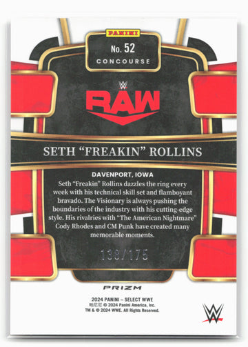 2024 Panini Select WWE #52 Seth “Freakin” Rollins Red Prizms