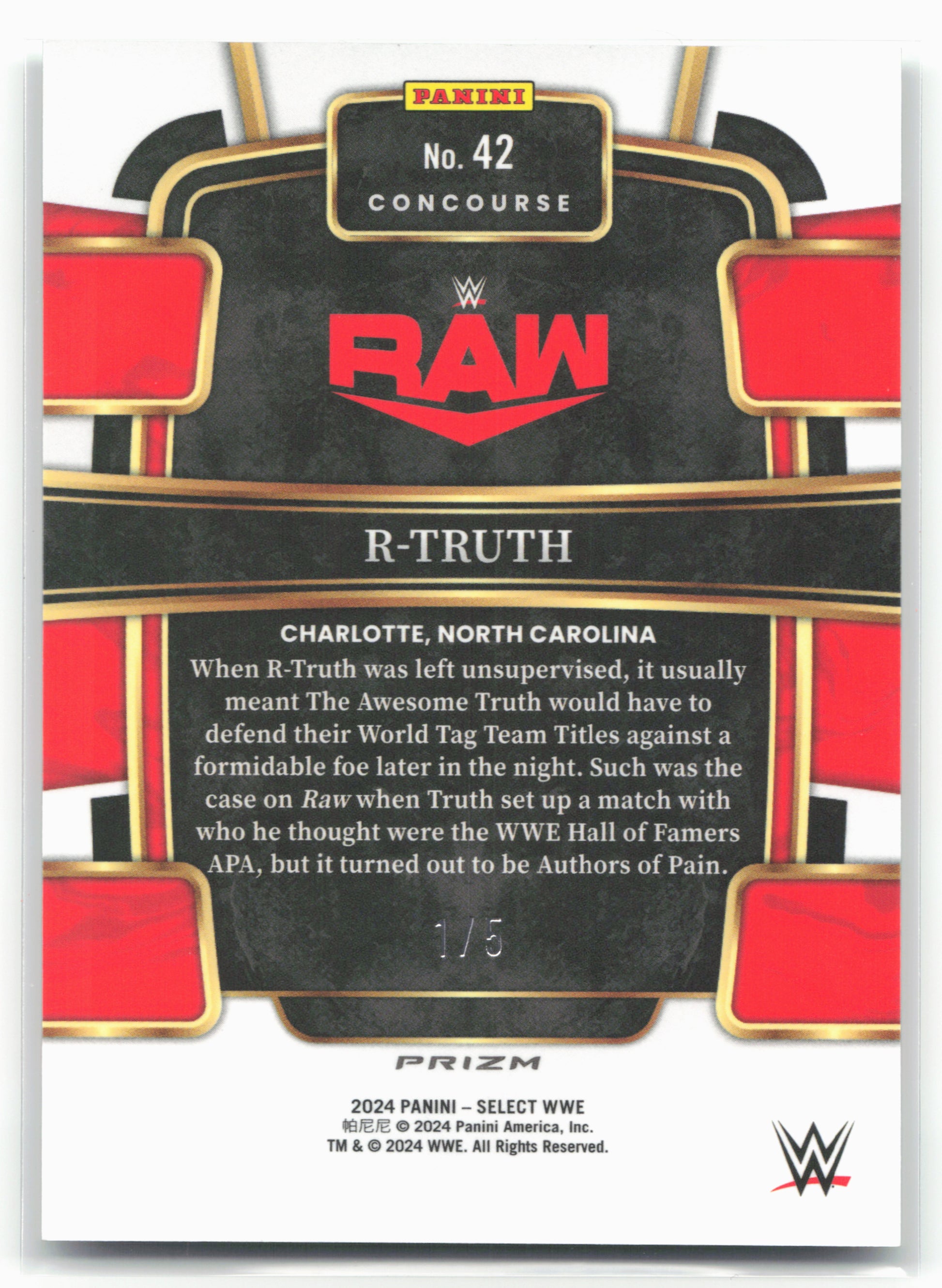 2024 Panini Select WWE #42 R-Truth Green Prizms