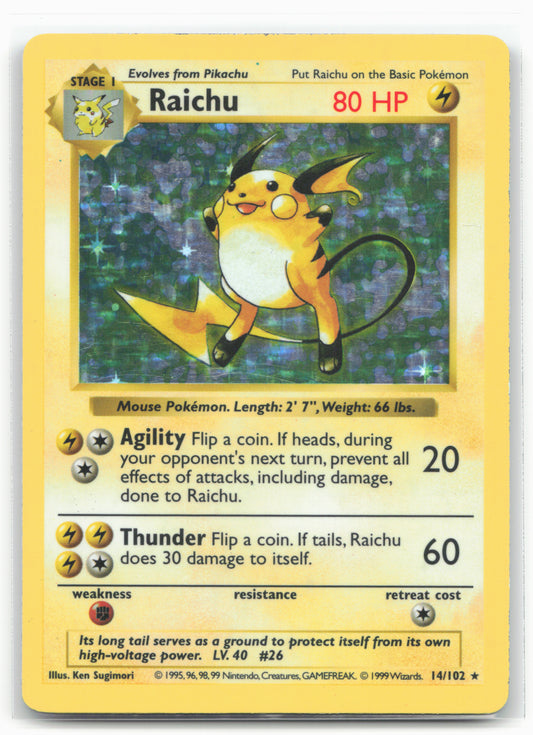 Base Set (Shadowless) #014/102 Raichu Holo - 16351