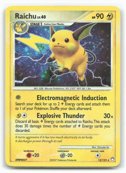 Diamond & Pearl Mysterious Treasures Raichu Holo #15/123 - Holo - Swirl
