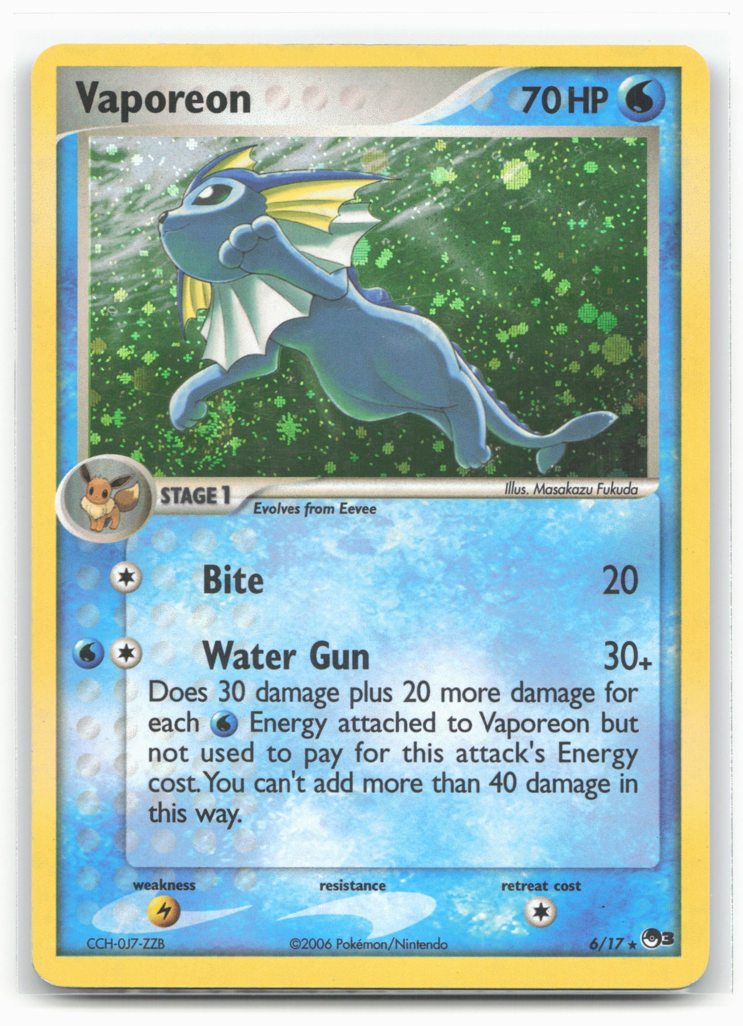 POP Series 3 #006/017 Vaporeon Holo - Swirl - 16413