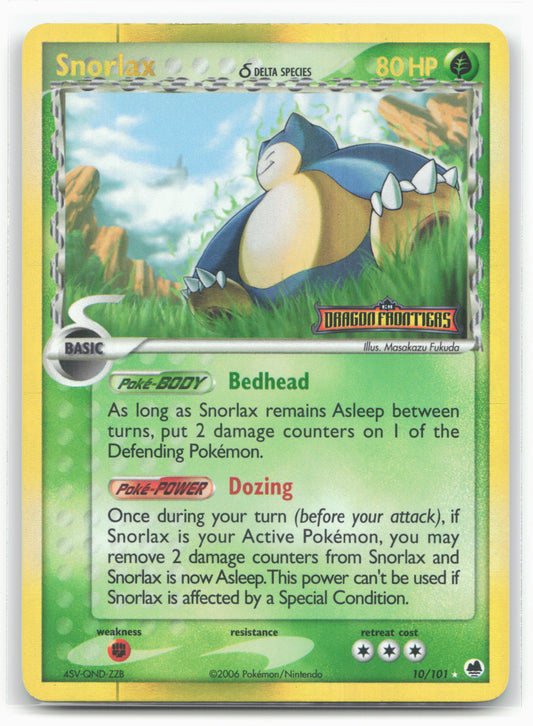 Dragon Frontiers #10/101 Snorlax (Delta Species) Holo - Swirl - Stamped - 16414