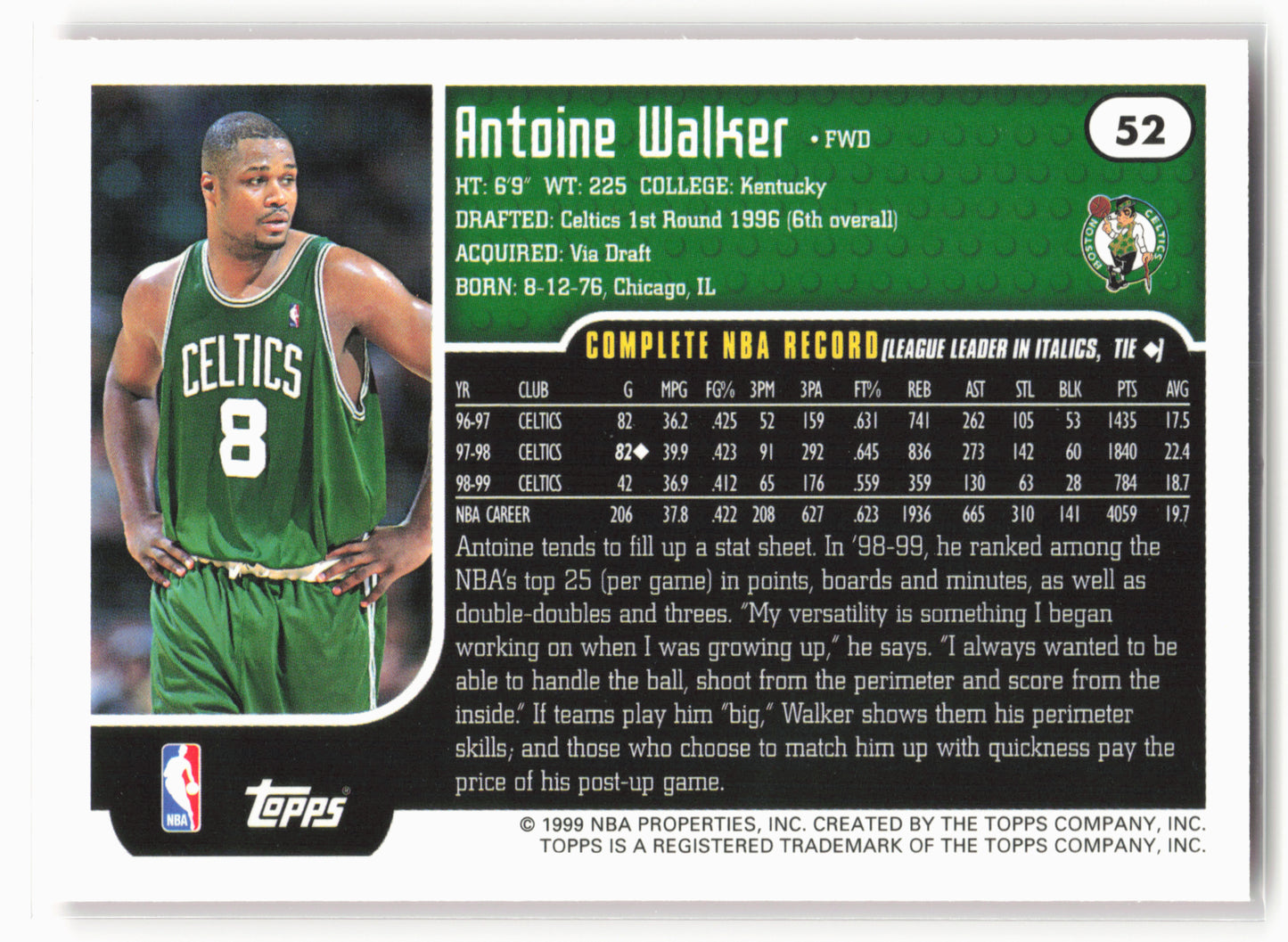 1999-00 Topps #52 Antoine Walker