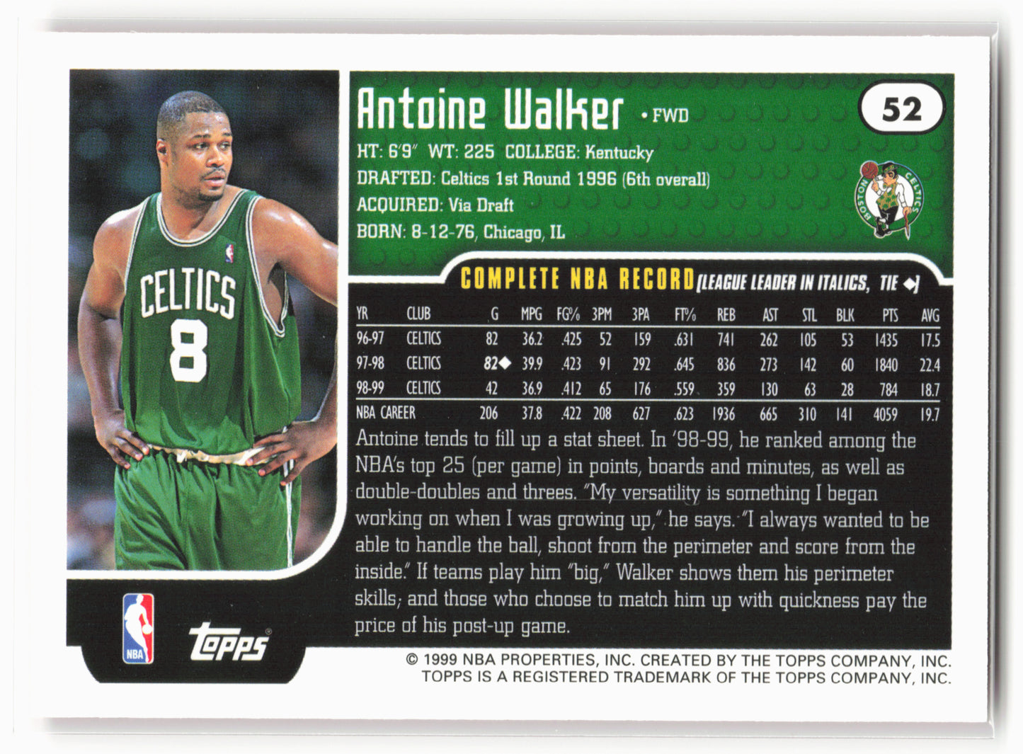1999-00 Topps #52 Antoine Walker NM