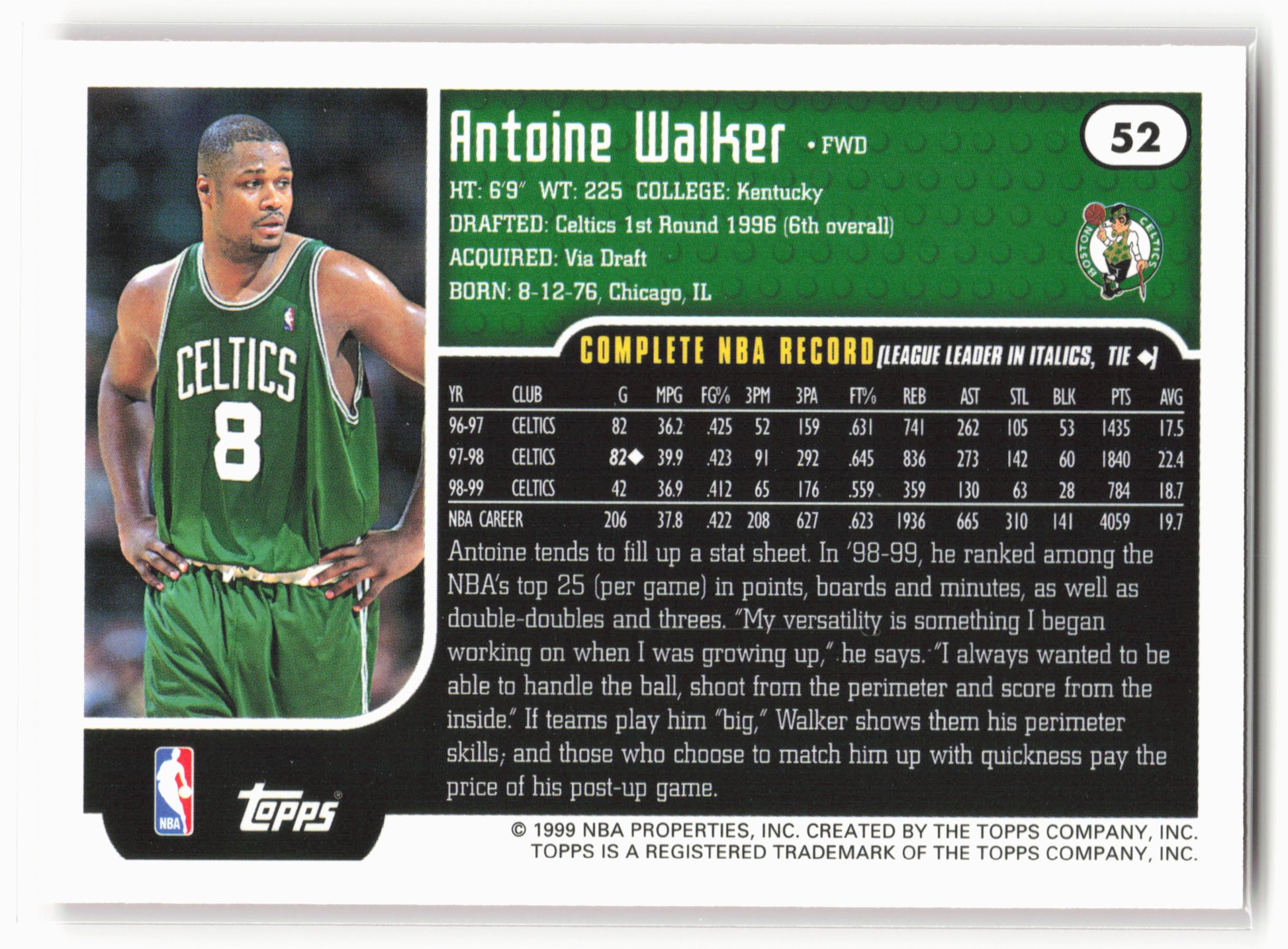 1999-00 Topps #52 Antoine Walker NM