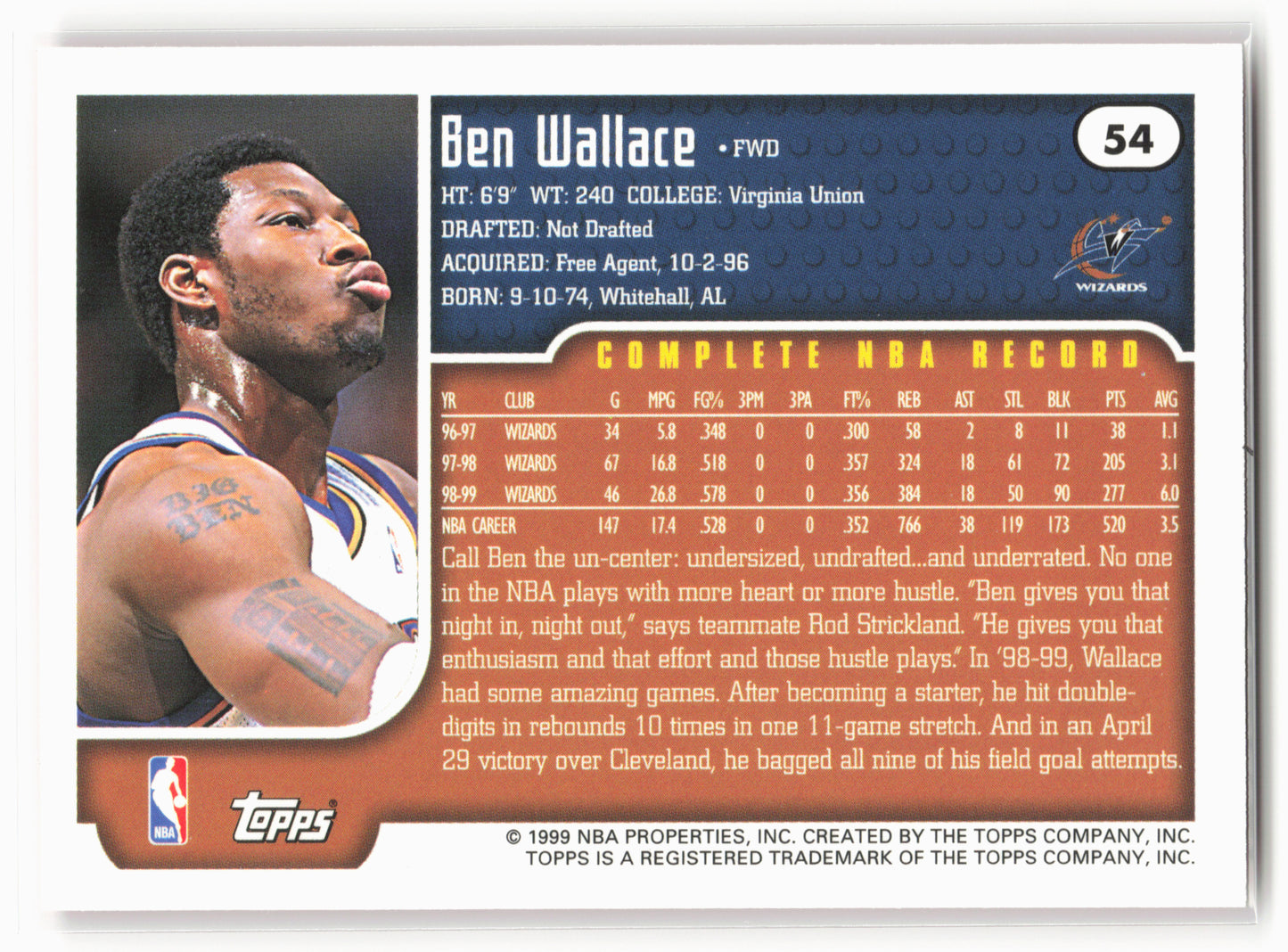 1999-00 Topps #54 Ben Wallace