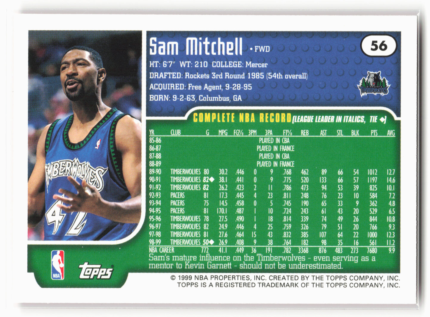 1999-00 Topps #56 Sam Mitchell
