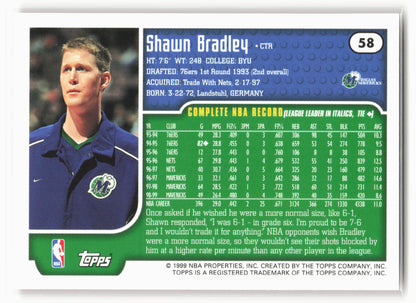 1999-00 Topps #58 Shawn Bradley