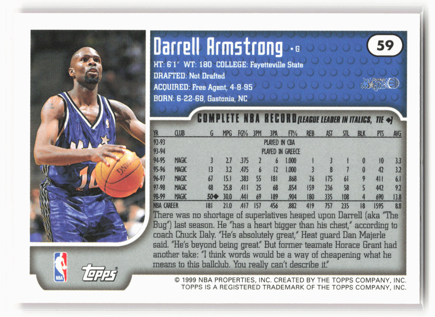 1999-00 Topps #59 Darrell Armstrong