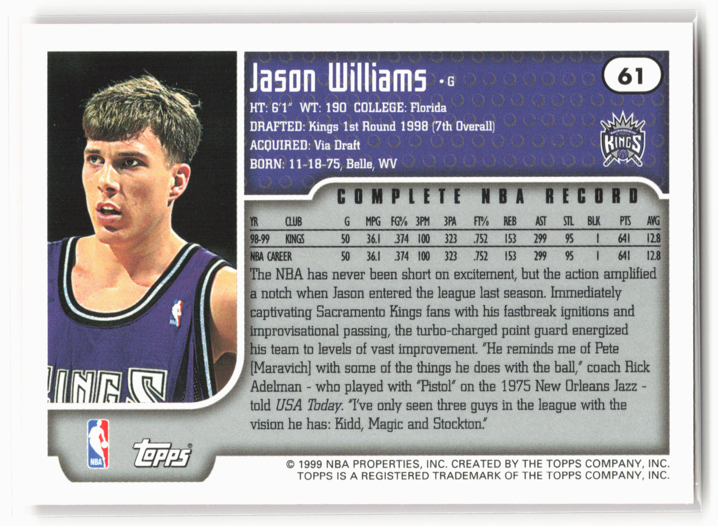 1999-00 Topps #61 Jason Williams