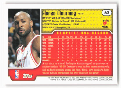 1999-00 Topps #62 Alonzo Mourning