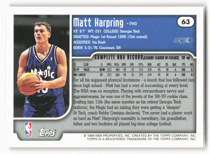 1999-00 Topps #63 Matt Harpring