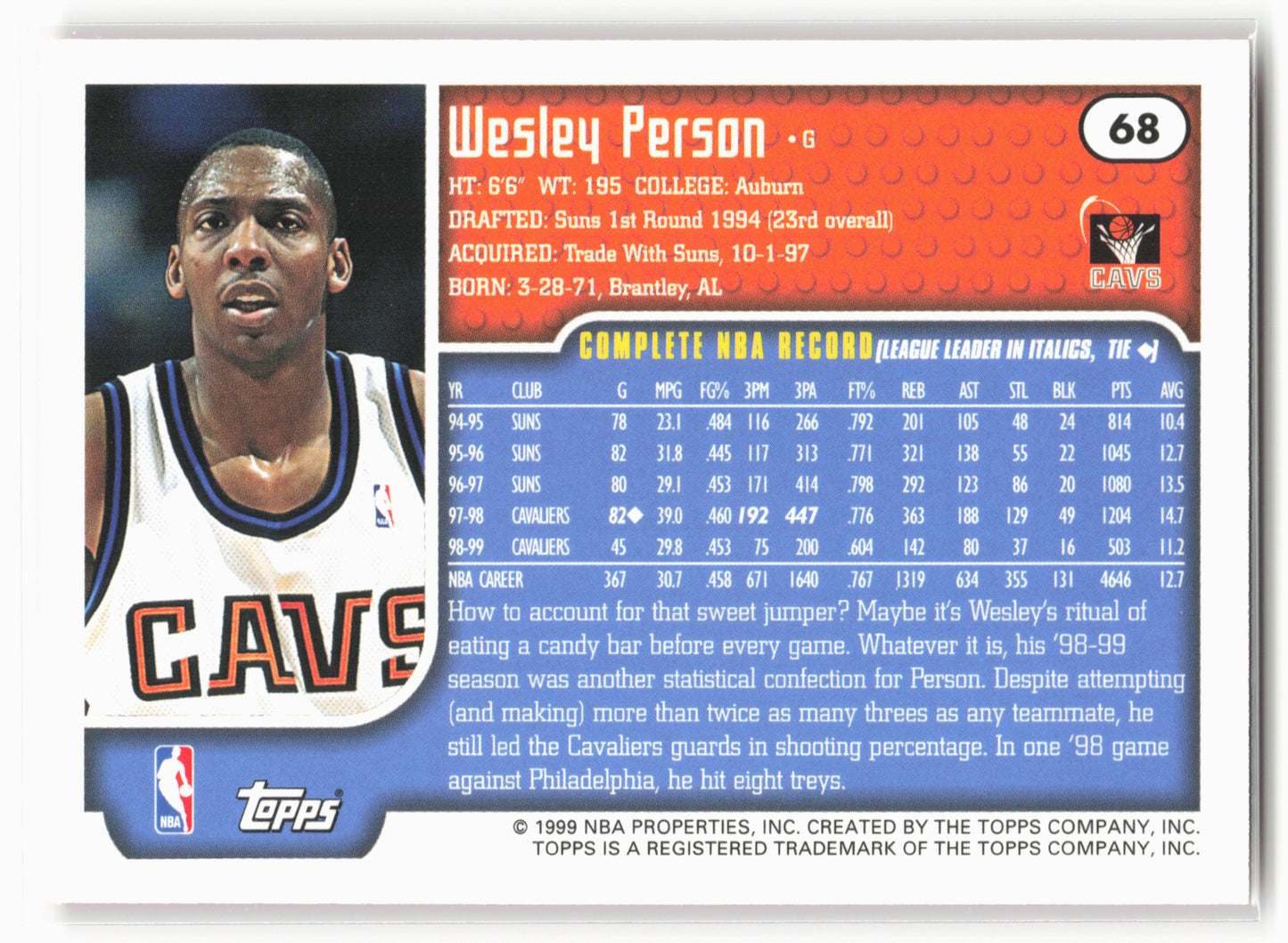 1999-00 Topps #68 Wesley Person