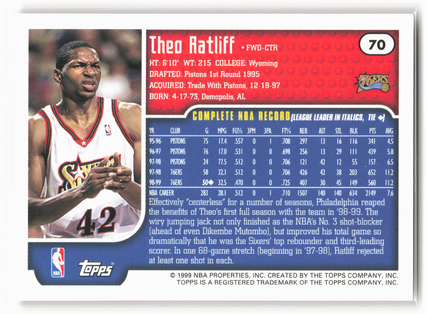 1999-00 Topps #70 Theo Ratliff