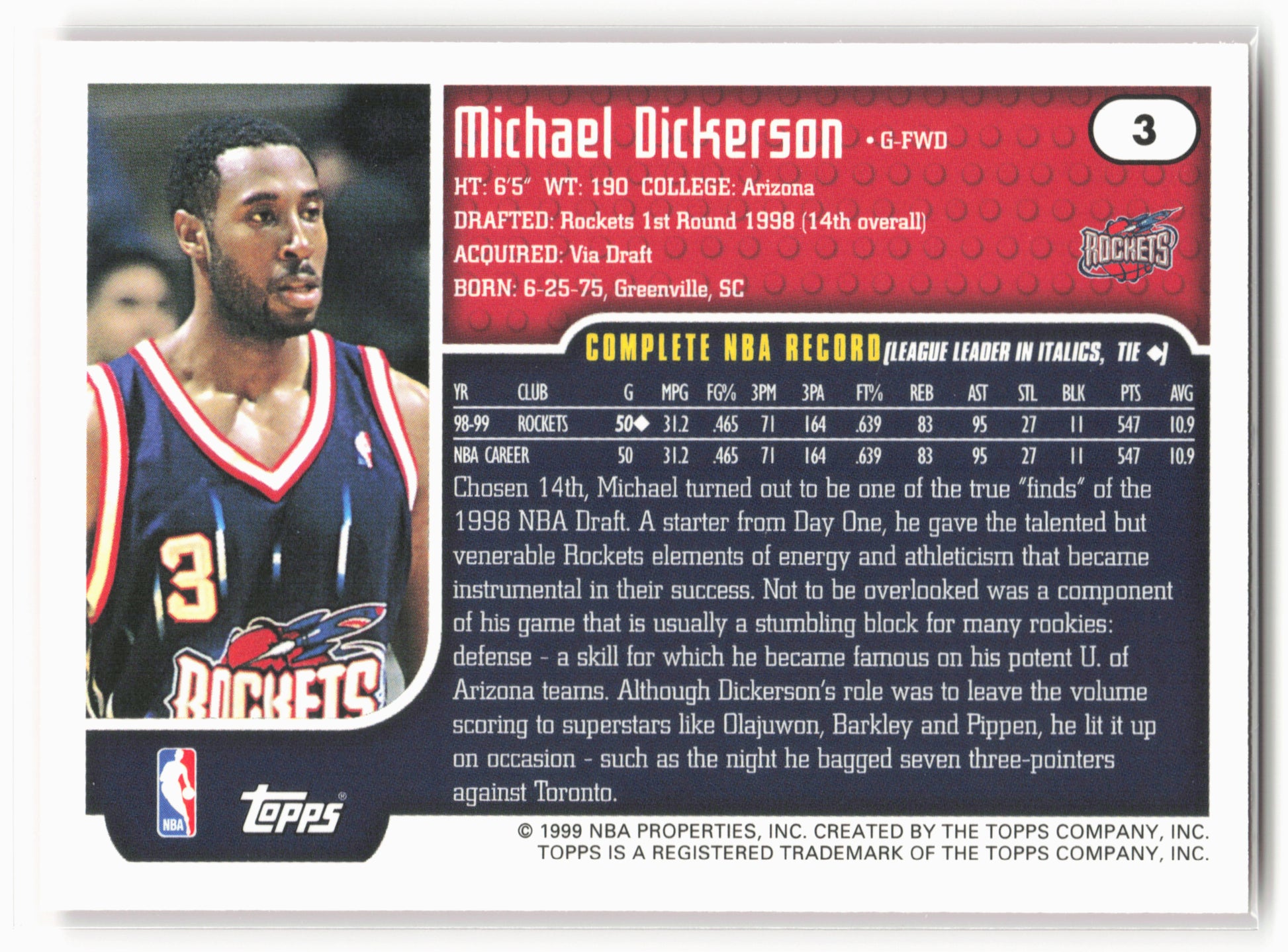 1999-00 Topps #3 Michael Dickerson NM