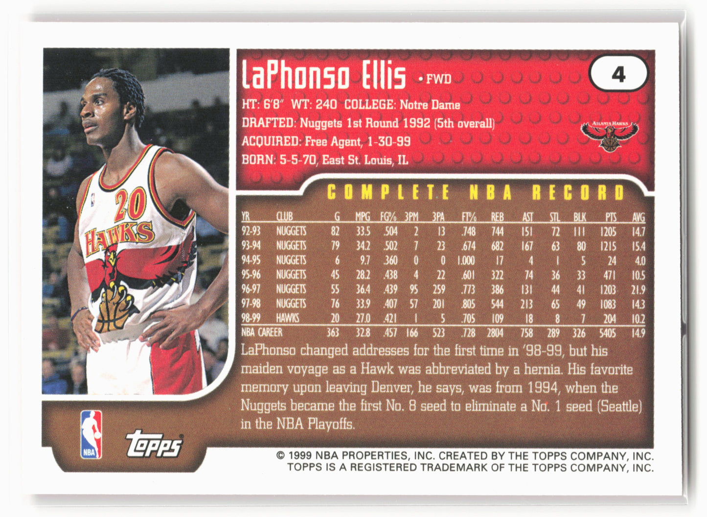 1999-00 Topps #4 LaPhonso Ellis