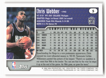 1999-00 Topps #5 Chris Webber NM