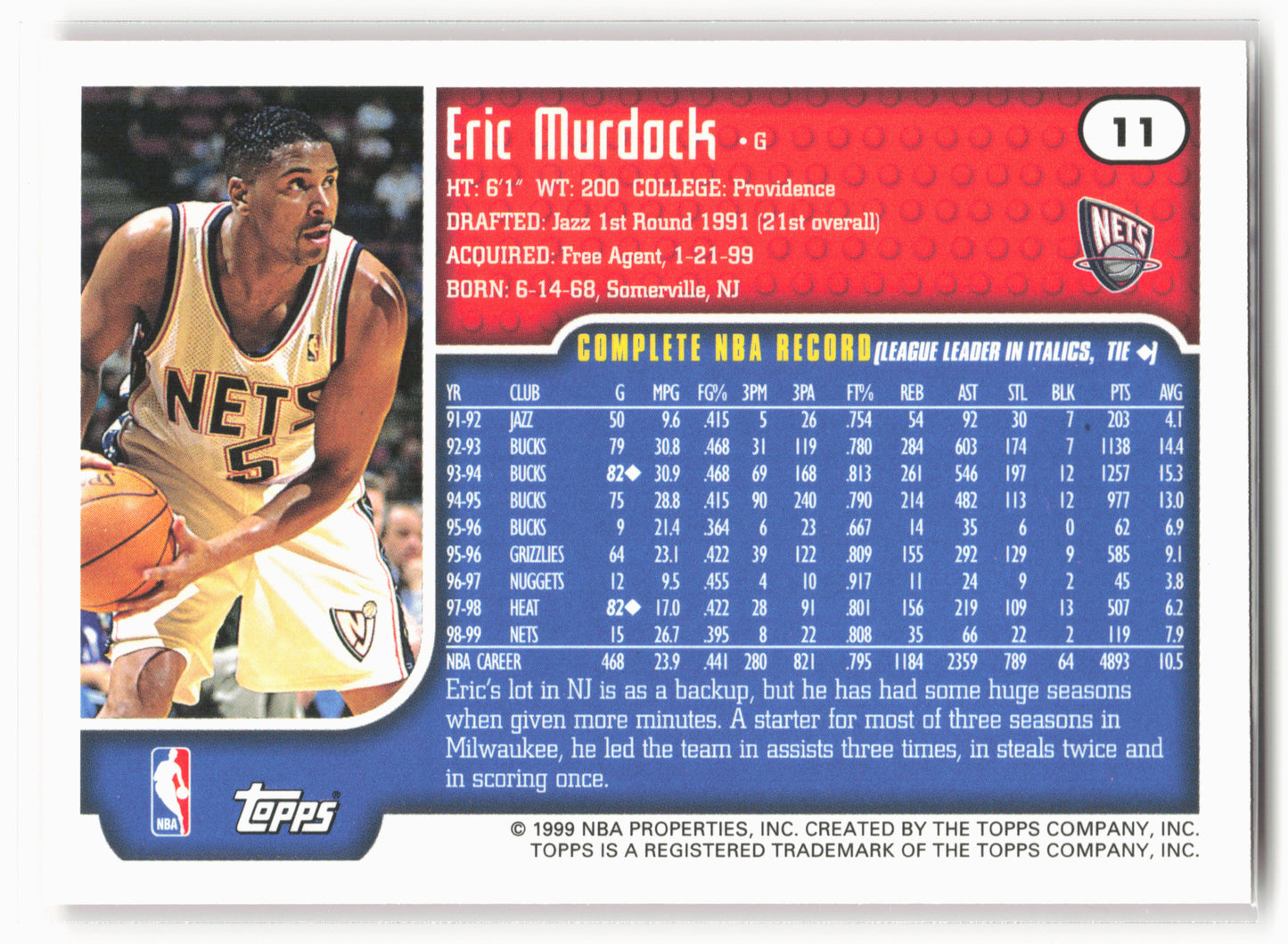 1999-00 Topps #11 Eric Murdock