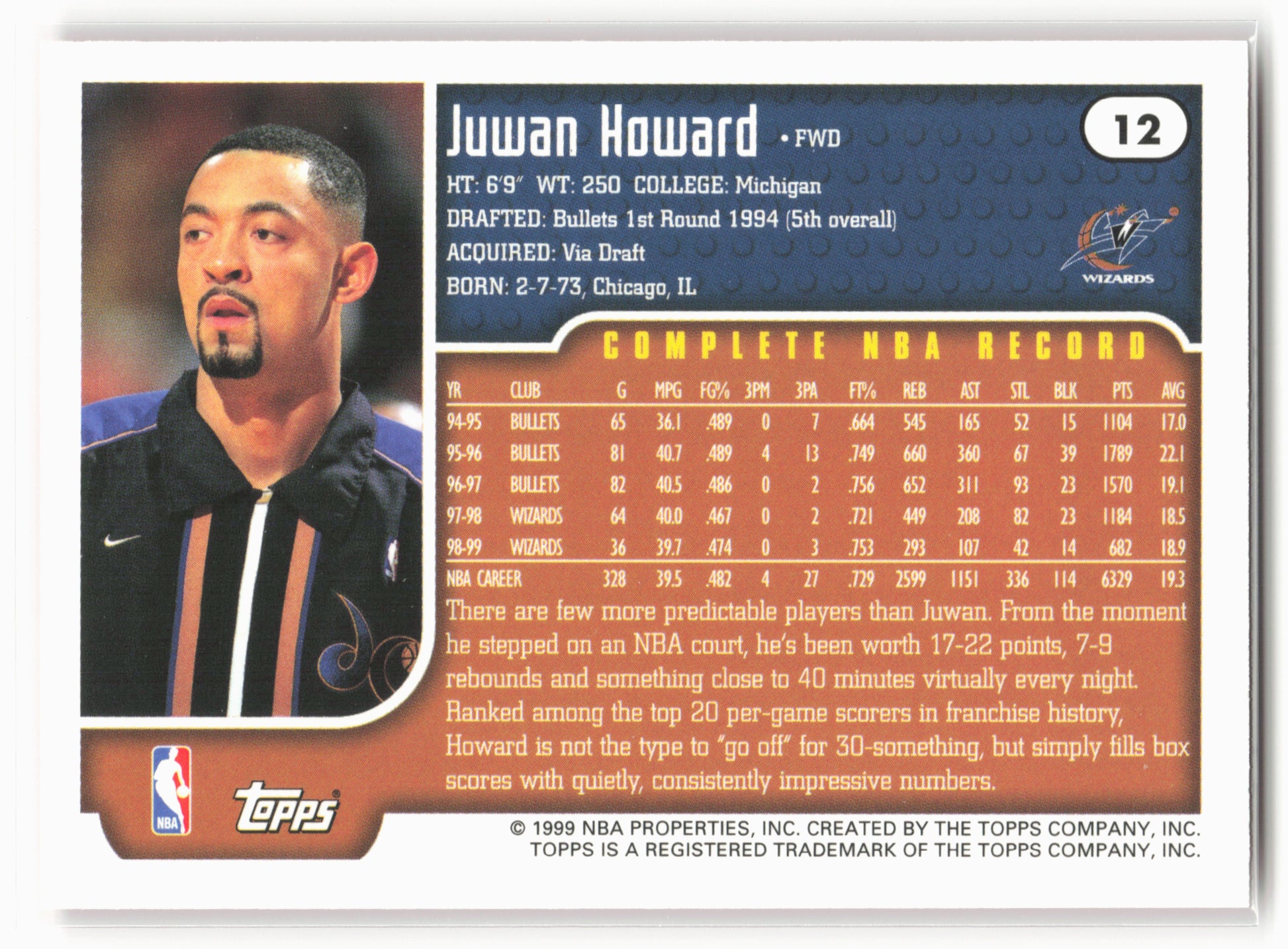 1999-00 Topps #12 Juwan Howard