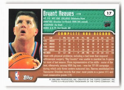1999-00 Topps #17 Bryant Reeves