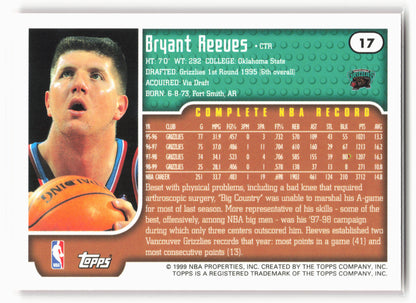 1999-00 Topps #17 Bryant Reeves NM