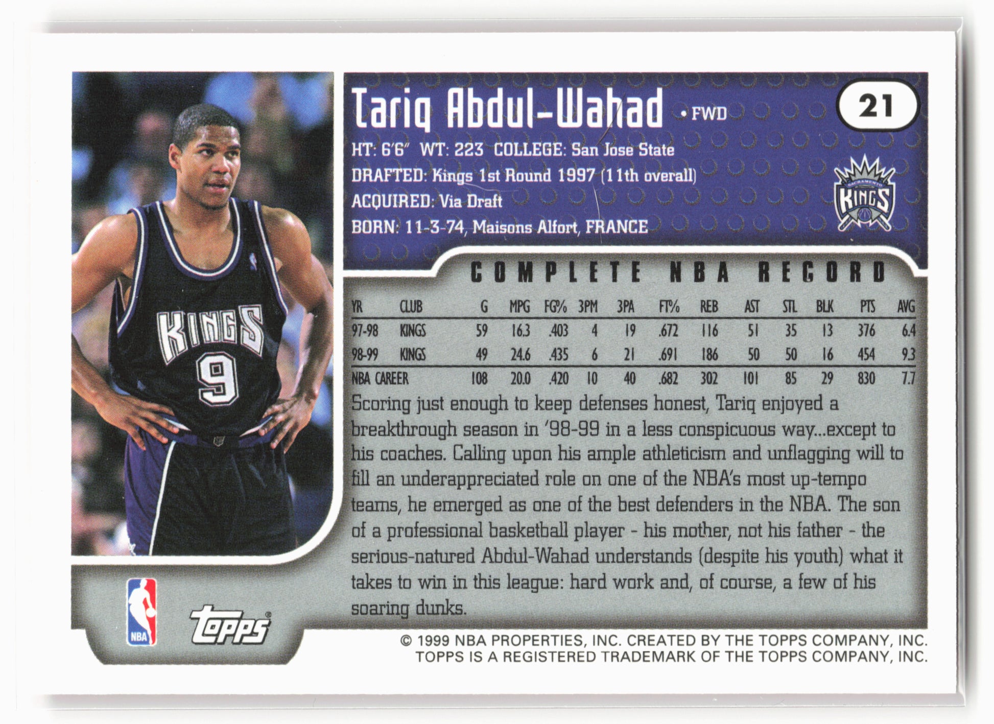 1999-00 Topps #21 Tariq Abdul-Wahad