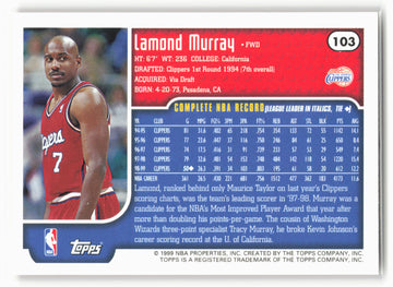 1999-00 Topps Tipoff #103 Lamond Murray