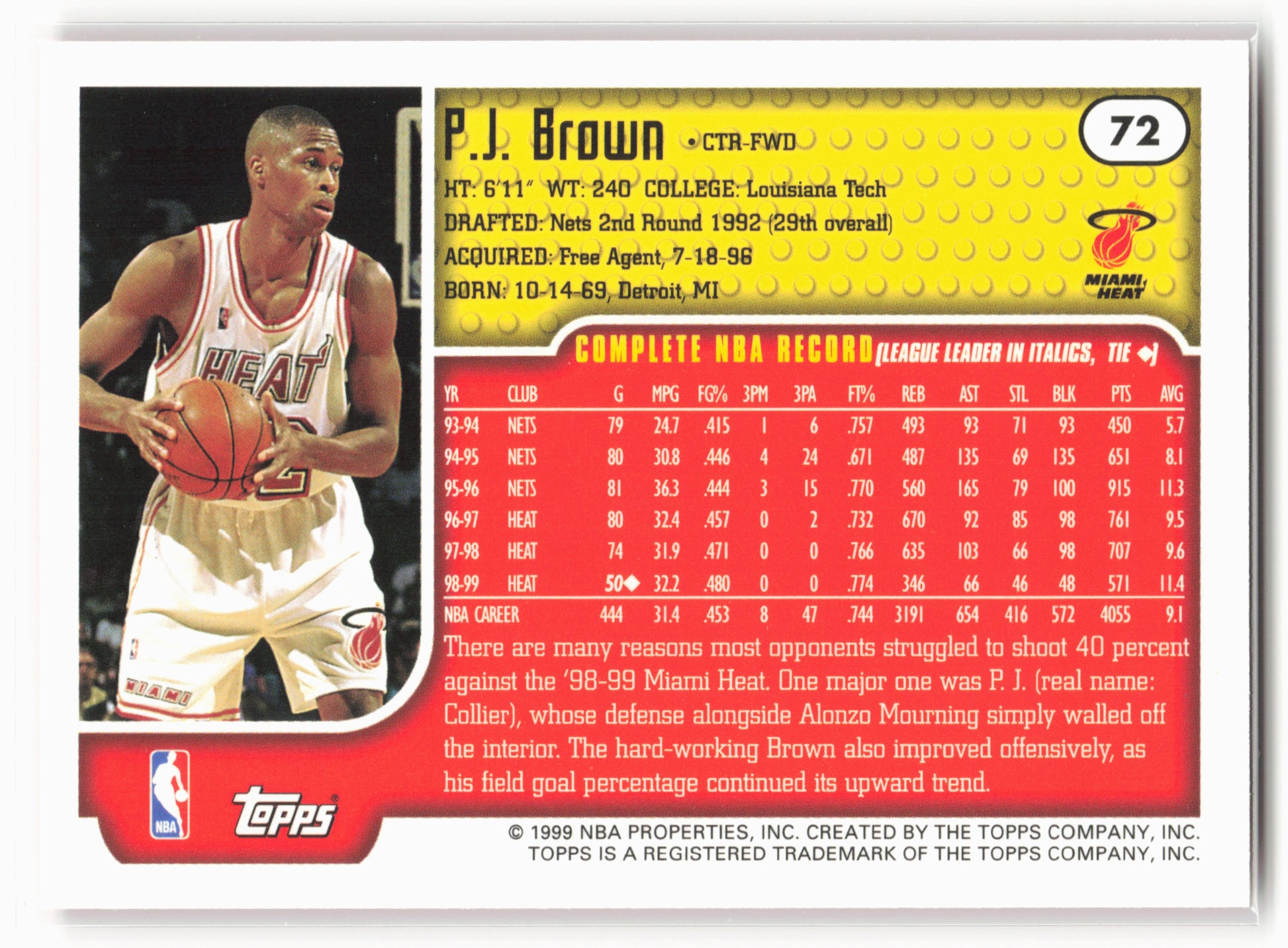 1999-00 Topps #72 P.J. Brown