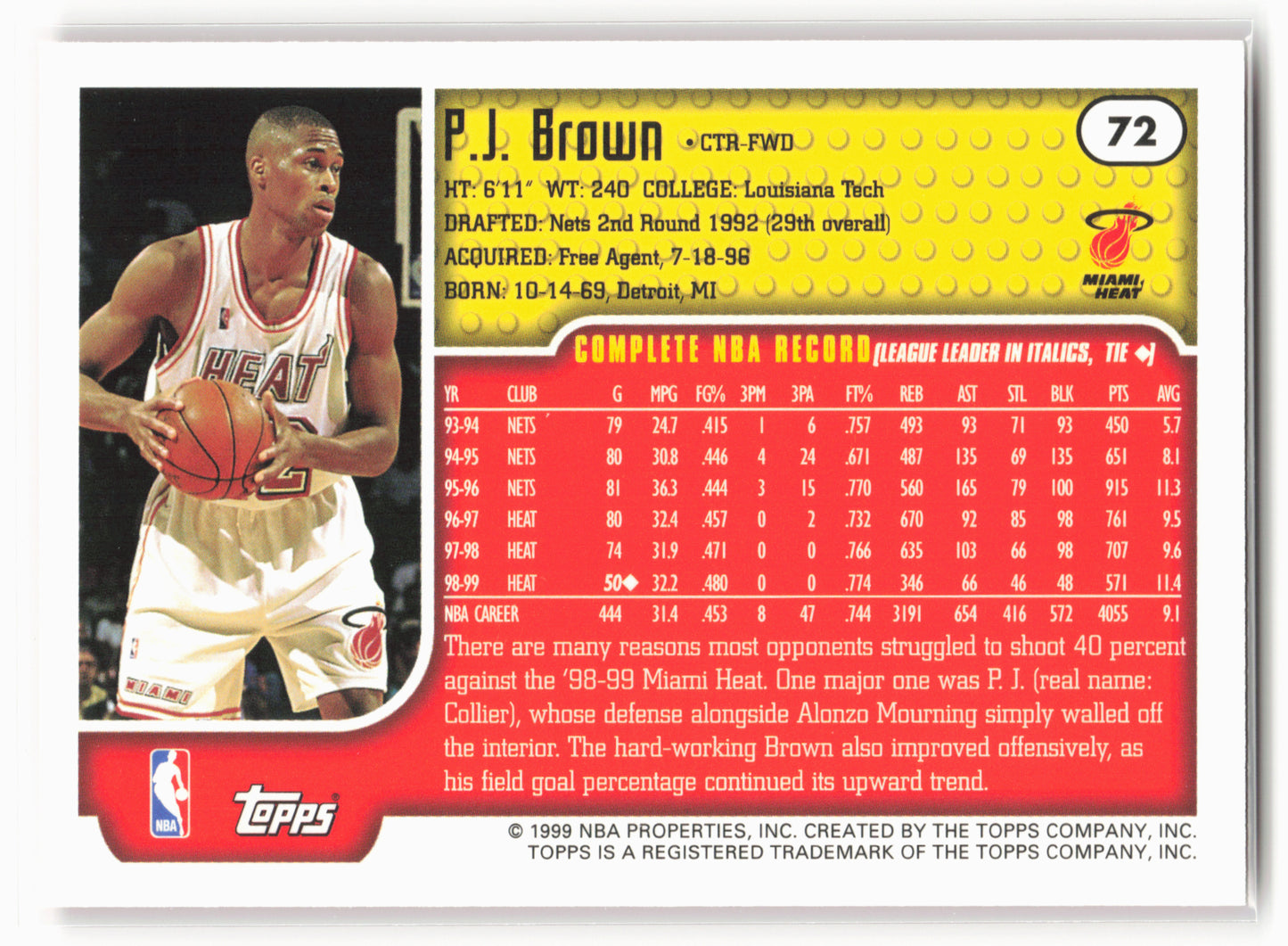 1999-00 Topps #72 P.J. Brown NM
