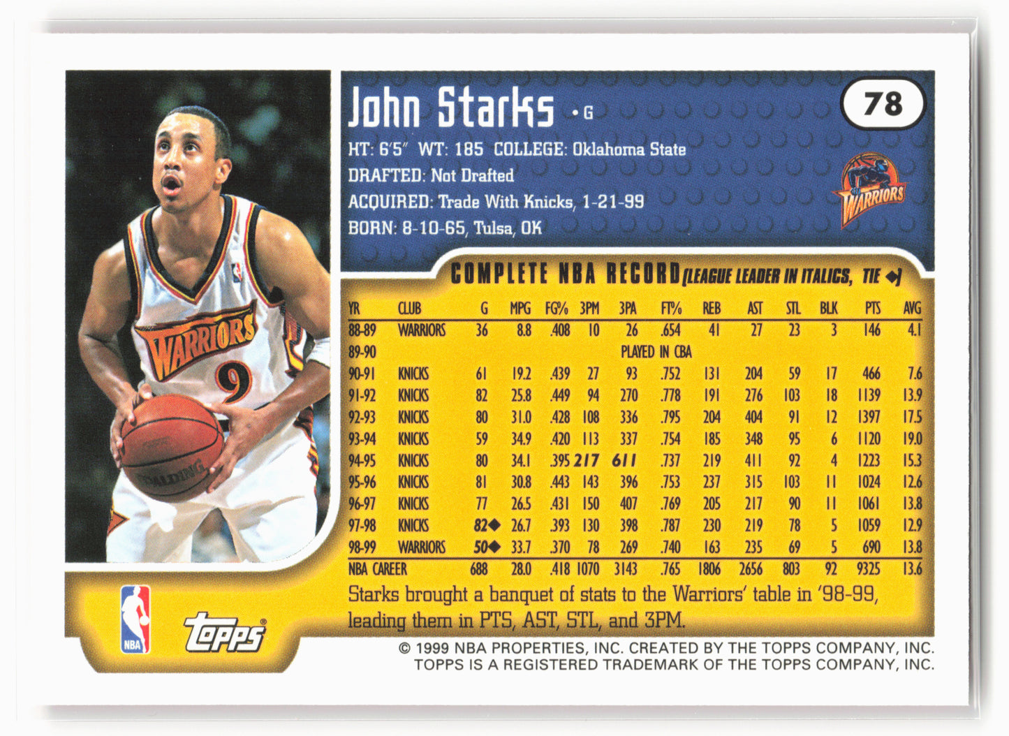 1999-00 Topps #78 John Starks NM