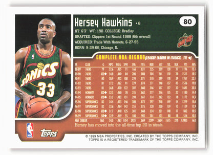 1999-00 Topps #80 Hersey Hawkins