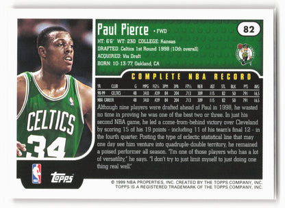 1999-00 Topps #82 Paul Pierce NM
