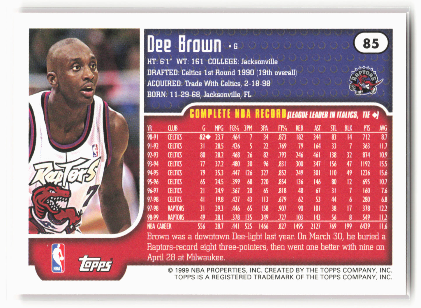1999-00 Topps #85 Dee Brown