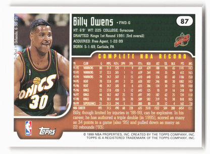 1999-00 Topps #87 Billy Owens