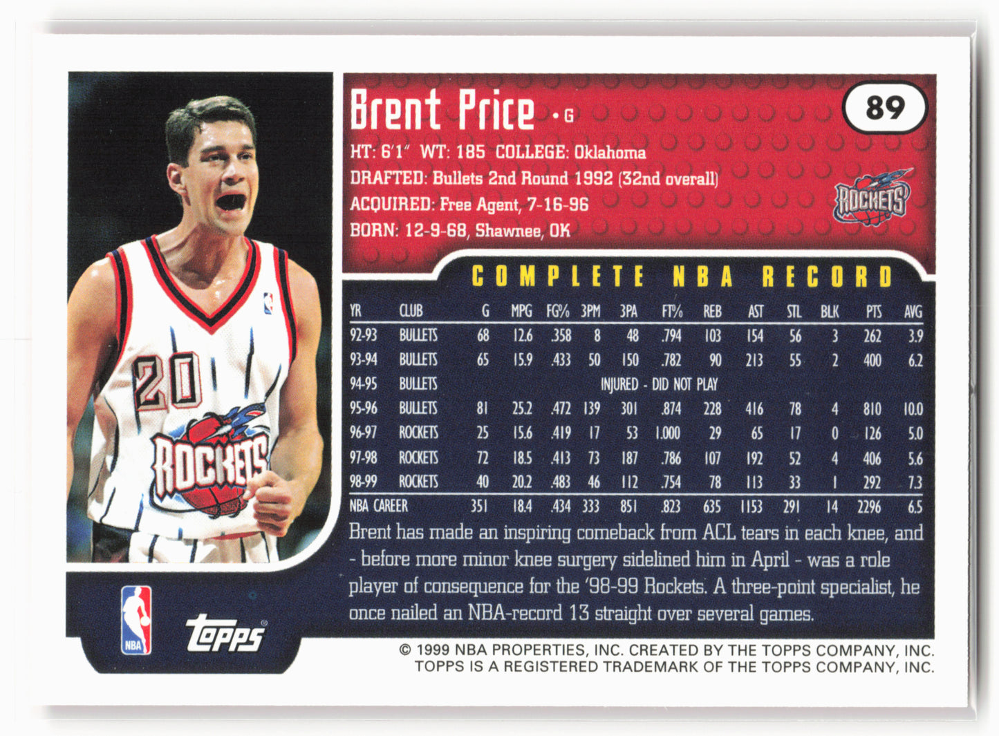 1999-00 Topps #89 Brent Price
