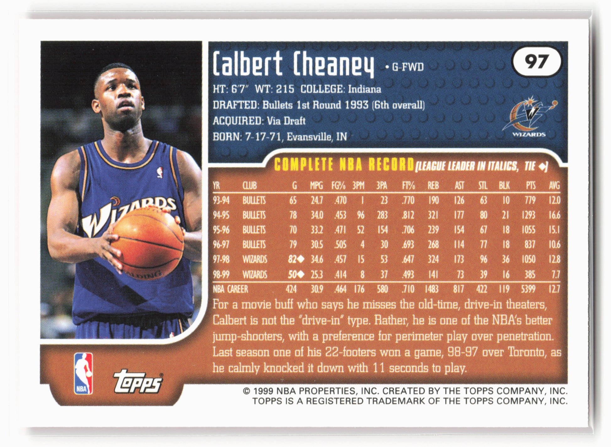 1999-00 Topps #97 Calbert Cheaney
