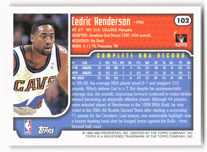 1999-00 Topps #102 Cedric Henderson