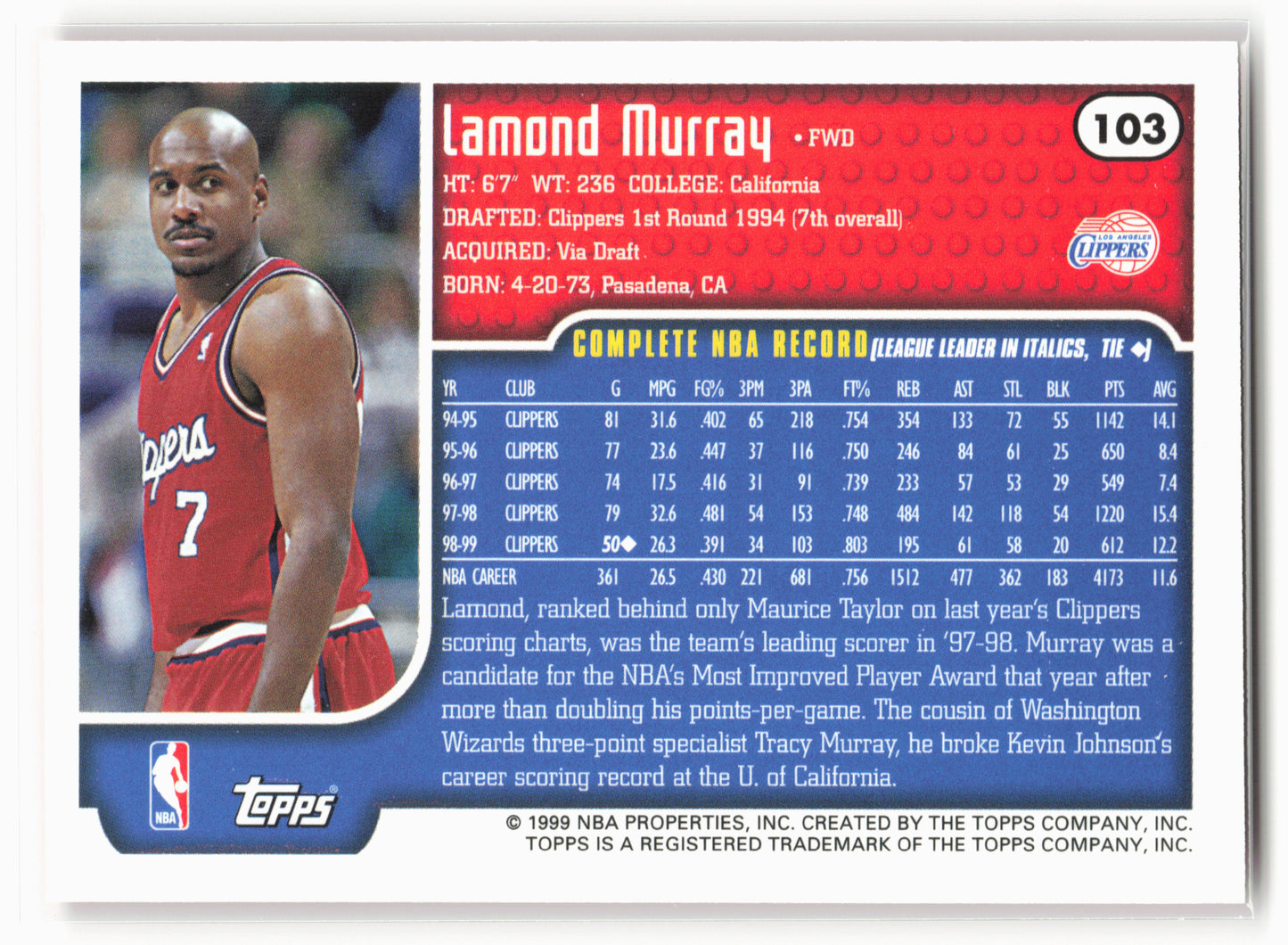 1999-00 Topps #103 Lamond Murray