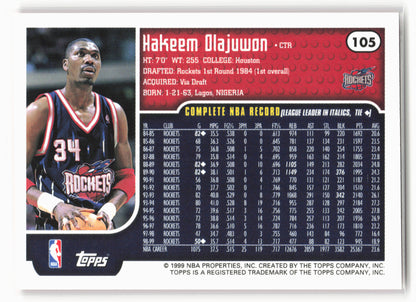 1999-00 Topps #105 Hakeem Olajuwon NM