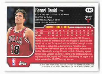 1999-00 Topps #110 Kornel David NM1